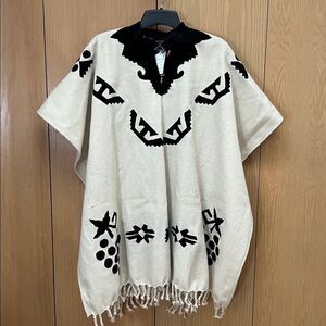 Anthony Mark Hankins wool blend aztec boho knee length poncho cape